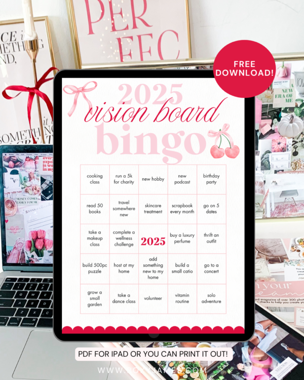 2025 Vision Board BINGO Template